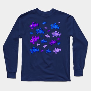 School of Purple & Blue Clownfish Long Sleeve T-Shirt